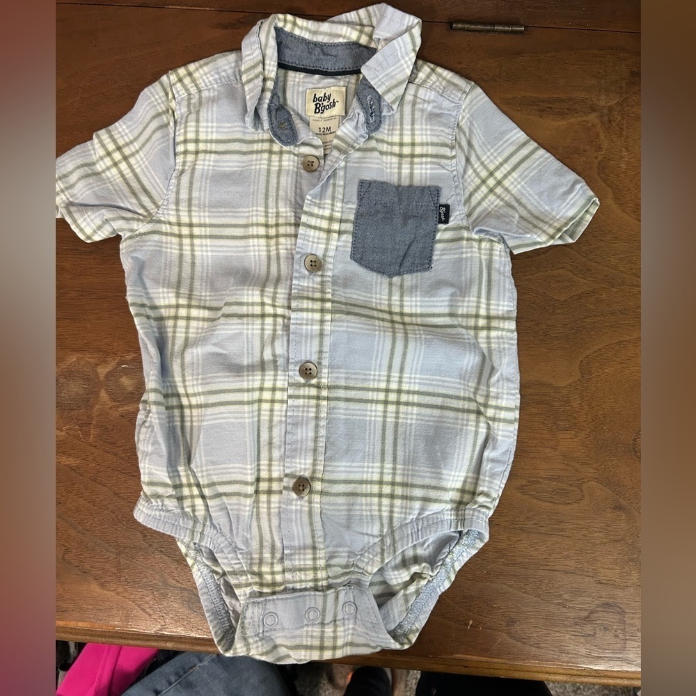 Baby B’gosh Plaid Short Sleeve Bodysuit, Size 12M